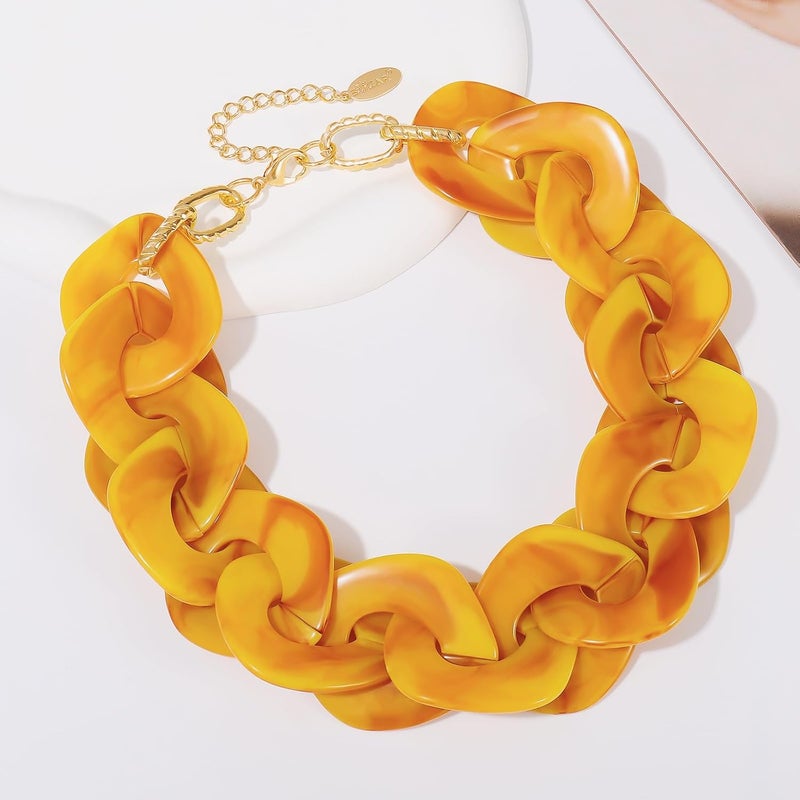 Bocar Statement Chunky Acrylic Cuban Choker Necklace Fashion Bib Collar Chain Necklace for Women(NK-10666) - Image 4